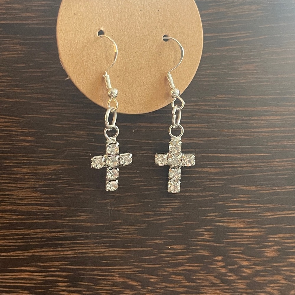 Rhinestone Cross Earrings